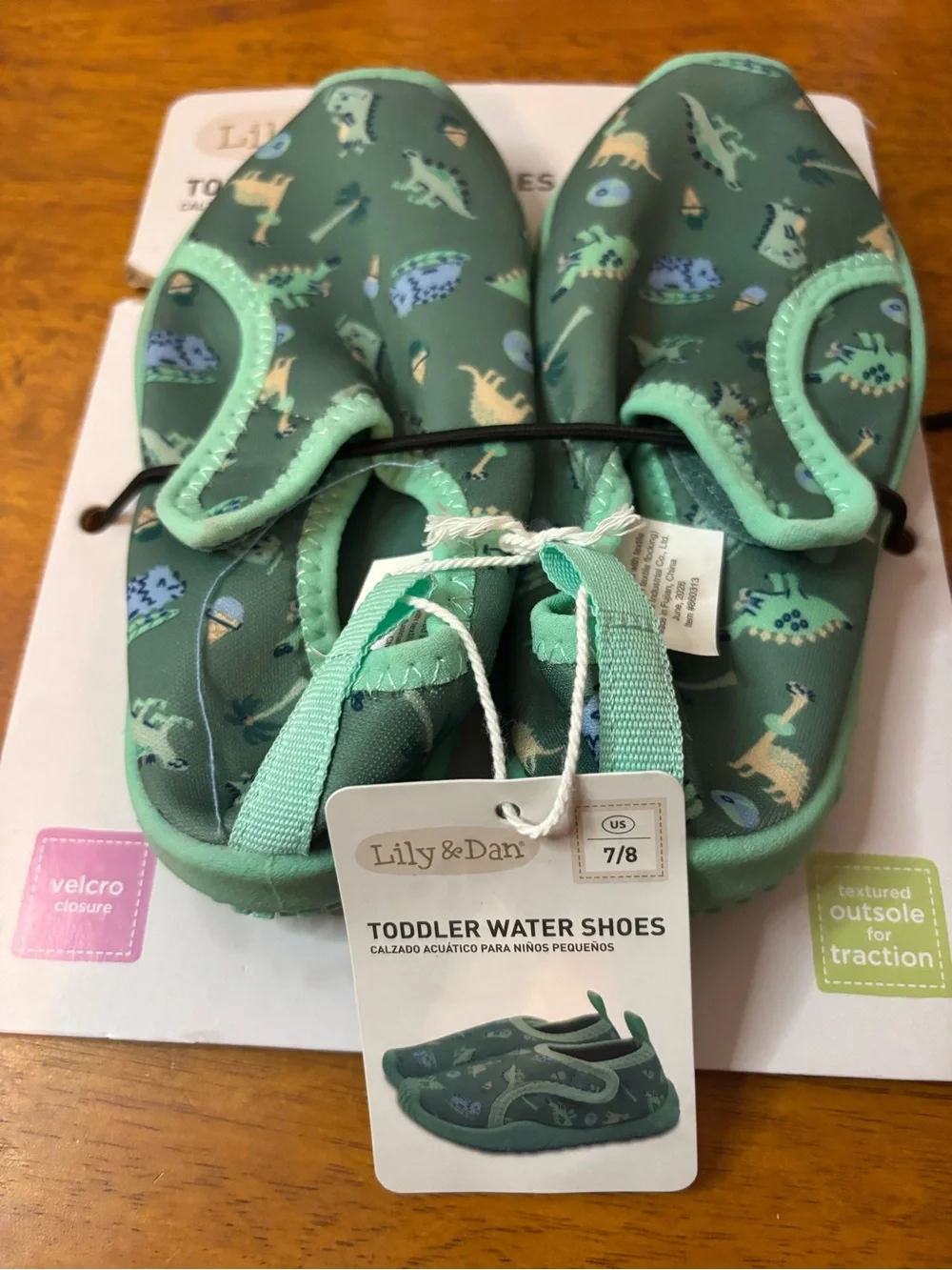 Lily & Dan Kids' Green Dinosaur Water Shoes